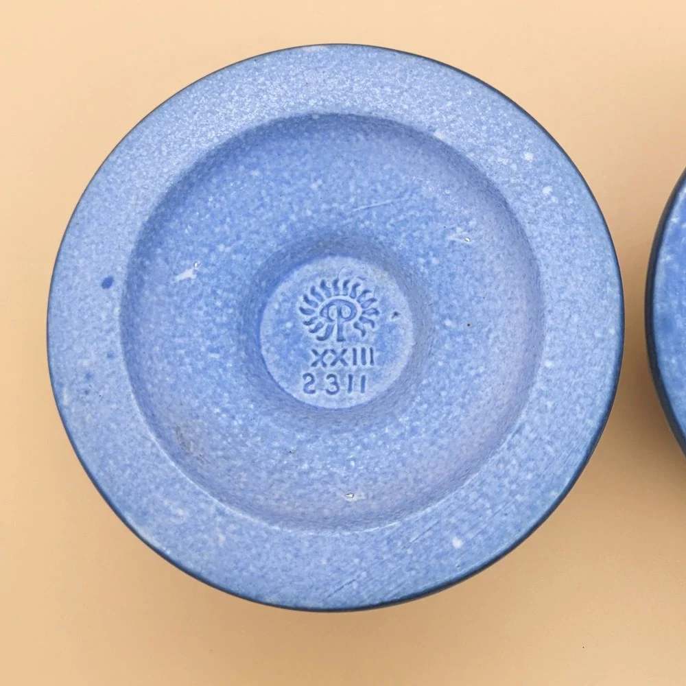 Rookwood Pottery Blue Lily Pad Candlestick Holders #2311 Pair c.1923 MINT‎